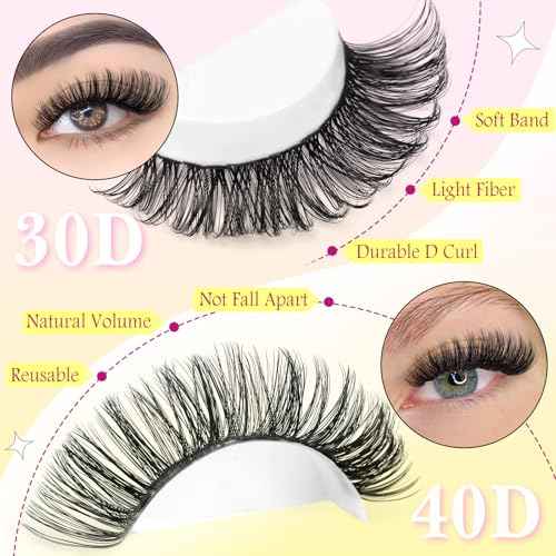 Eyelash Extension Kit 320PCS Lashes Clusters 30D+40D Lash Extension Kit 9-16mm Wispy Cluster Eyelash Extensions Kit with Lash Bond and Seal Tweezers Natural Lash Clusters Kit for Beginners