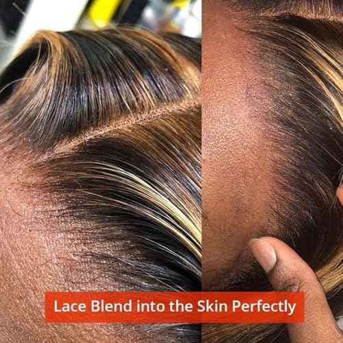 Lemoda 13x6 Highlight Straight Lace Frontal Human Hair Wigs Ombre 4/27 Outlets Sale 200 Density 24Inch 13x6 HD Transparent Lace Front Wigs Pre Plucked