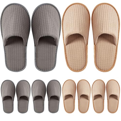 DECOUE 6 Pairs Disposable Slippers for Guest, Non Slip Spa Slides Washable Reusable House Shoes Hotel Indoor Slippers for Women Men, Home,Travel
