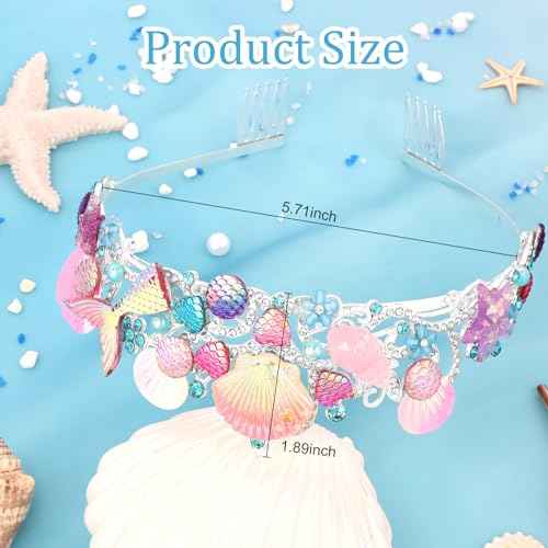 CIEHER Mermaid Tiara for Costume & Birthday Decorations