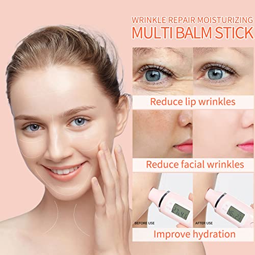 Erinde 2PCS Wrinkle Repair Moisturizing Multi Balm Stick, Anti-Wrinkle & Hydrate Face Balm Eye Balm, Face Moisturizer Primer Body Hydrating Stick Skin Collagen Moisturizer for Dry Skin, 14g/0.492 oz