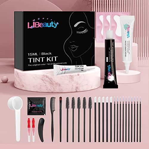 Libeauty Eyelash Color Kit Black Lash Color Volumizing Eyebrow Hair Color Kit DIY Use At Salon Or Home Natural Eyelash Treatment