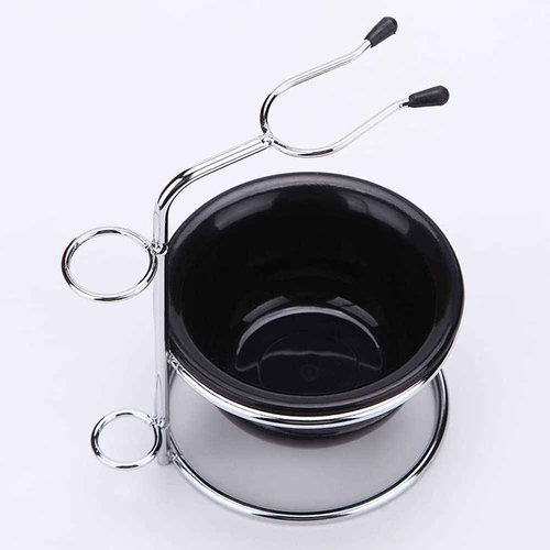luzen Stainless Steel Shaving Bowl and Brush Stand, Professional 2 in 1 Shaving Stand Bowl Shaving Razor Brush Holder Grooming Tool Shaving Kit for Men