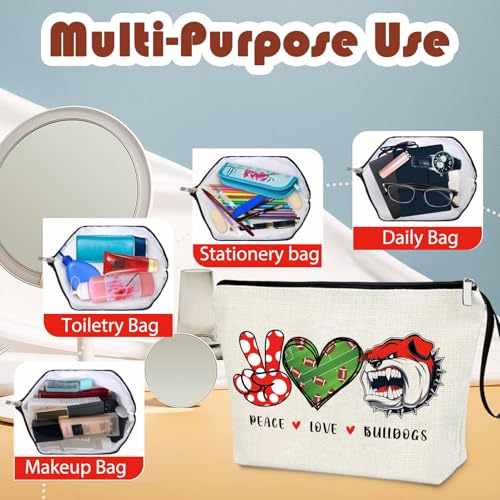 Bulldogs Lover Gift Makeup Bag Gift for Bulldogs Lover Football Basketball Sports Gift Merch Bulldog Spirit Peace Love Bulldogs