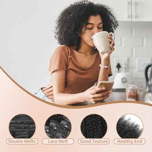Afro Kinky Curly Clip Ins Human Hair 4C Hair Clip in Extensions Real Natural Human Hair for Black Women 8 pecs with 20 Clips 120g Natural Black Color 18 Inch