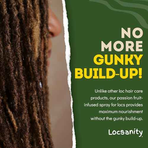 Locsanity Daily Moisturizing Spray for Dull, Dry Locs ? Trial Size Passion Fruit Hair and Scalp Moisturizer for Dreadlocks, Sisterlocks, Microlocks, Braids to Control Oil and Frizz (4 fl oz)