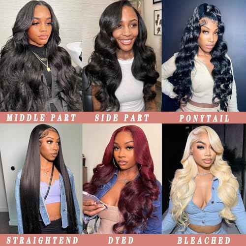 28 Inch 13x6 Body Wave Lace Front Wigs Human Hair Pre Plucked Glueless Wigs Human Hair 180% Density Body Wave 13x6 HD Transparent Frontal Wigs Lace Front Wigs for Women