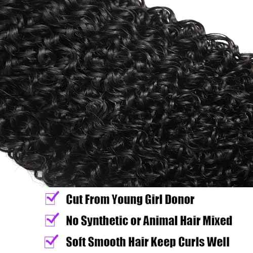 Burmese Curly Bundles Human Hair 16 18 20 Inches 3C4A Raw Virgin Human Hair Bundles with Spiral Curly End 3 Bundles Kinky Curly Human Hair Bundles Quick Weave Hair Natural Black
