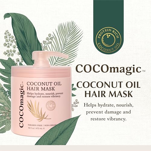 Cocomagic Coconut Oil Hair Mask - Repairs Damage, Prevents Frizz, Restores & Adds Shine | Protein Rich & Extra Hydrating | Paraben Free, Cruelty Free, Made in USA (16 Fl Oz)