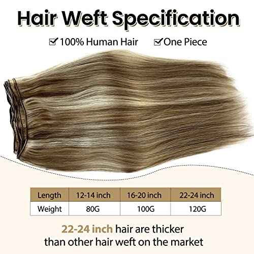 Benafee Sew in Weft Hair Extensions Human 16'' 100G Balayage Wefts Ash Brown to Beige Blonde Platinum Real Bundles