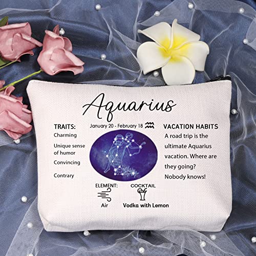 LEVLO 12 Constellation Travel Toiletry Bags 12 Zodiac Cosmetic Makeup Bag Christmas Mother's Day Birthday Gifts(Aquarius)