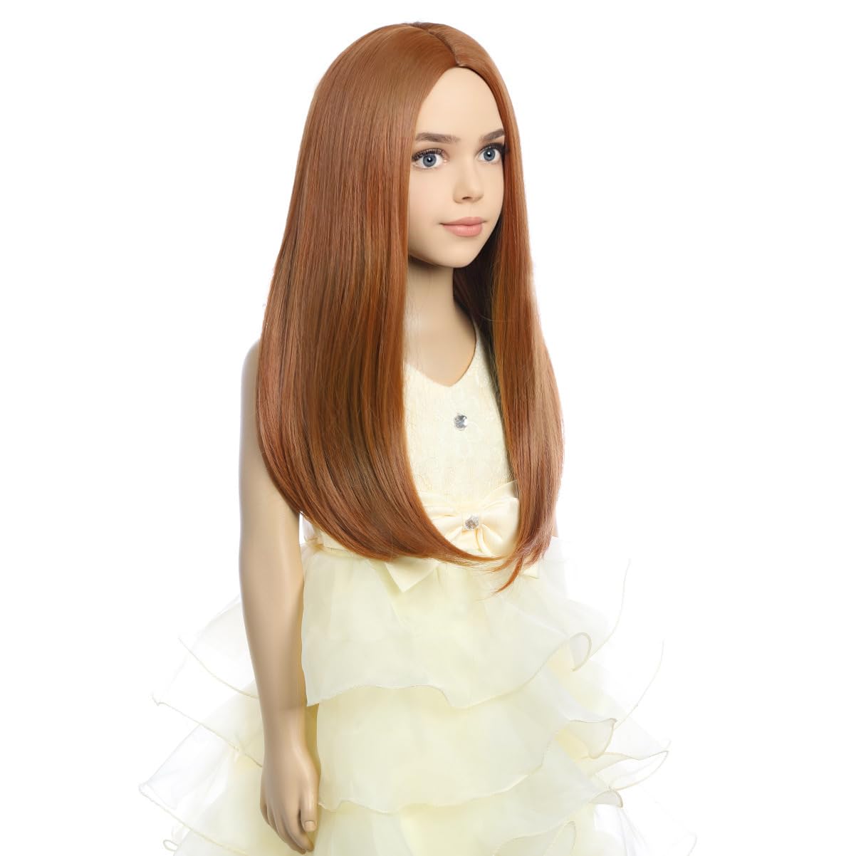 PATTNIUM Orange Wig Kids Long Orange Wig Middle Part Straight Wig for Girls Child Cospplay Daily Wear Heat Resistant Synthetic Wig (Orange)