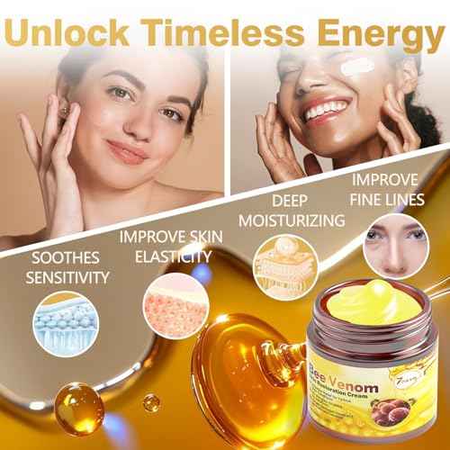Bee Venom Skin Treatment Cream - Anti Aging Moisturizer with Collagen Boost & Skin Brightening, Bee Venom Sensitive Skin Tightening Care Day & Night Use 2.12 OZ