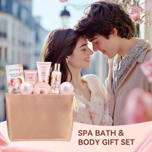 Spa Gift Baskets for Women Mom, Birthday Gifts for Her Wife, - 8 Pcs Relaxing Self Care Gifts Set with Cosmetic Bag & Bubble Bath, Ideal Mothers Day Gifts for Women, Wife, Girlfriend, Mom