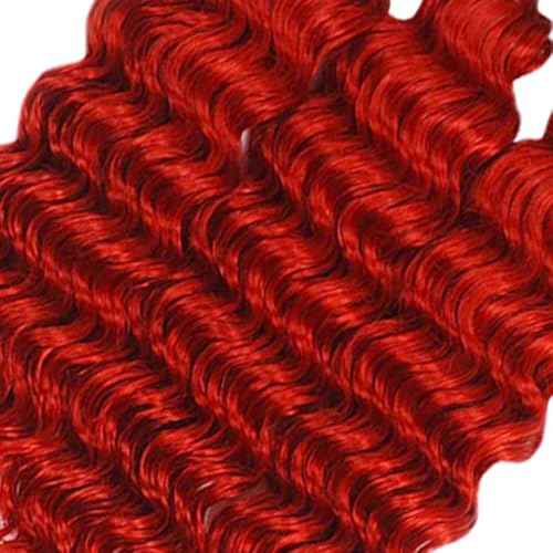34 34 34 Inch Red Deep Wave Bundles Red Human Hair Bundles Grade 8A Brazilian Virgin Burgundy Deep Wave Hair Extensions