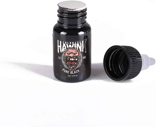 Hawink Tattoo Ink, 1/2oz (15ml) Tattoo Supply Ink USA Vegan Pigment linnig Pure Black TI203-15-001