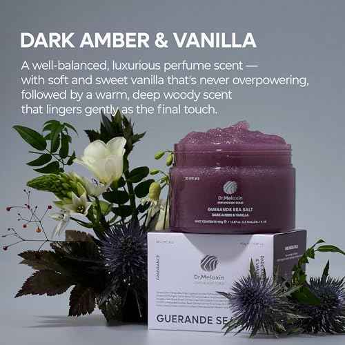 Dr.Melaxin Guerande Sea Salt Perfume Exfoliating Body Scrub for Smooth Skin Body, Amber & Vanilla Scent
