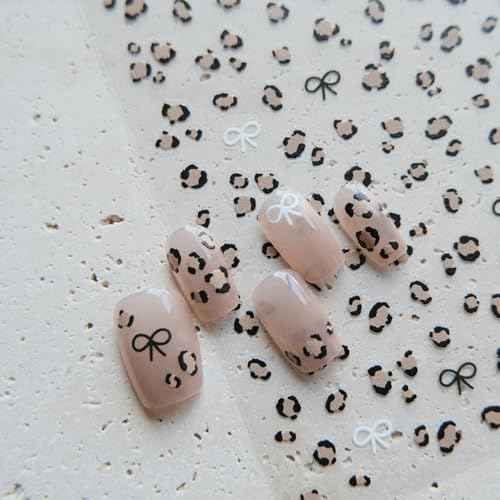 Leopard Print Nail Art Stickers, Coquette Nail Decals,Self-Adhesive, Nail Accessories & Supplies, Durable & Long-Lasting