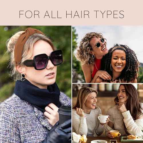 Top Knotted Headband for Women Trendy 4 Pack, Wide Head Bands for Women's Hair Knotted, Chunky Cute Women's Headbands Fashion, Black Brown Leopard