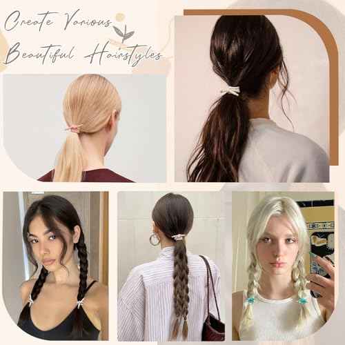 56 PCS Elastics Knotted Hair Ties for Women, Adjustable No Damage Ponytail Holders for Women Girls, 5MM Rubber Bands for Hair, 8 Colors
