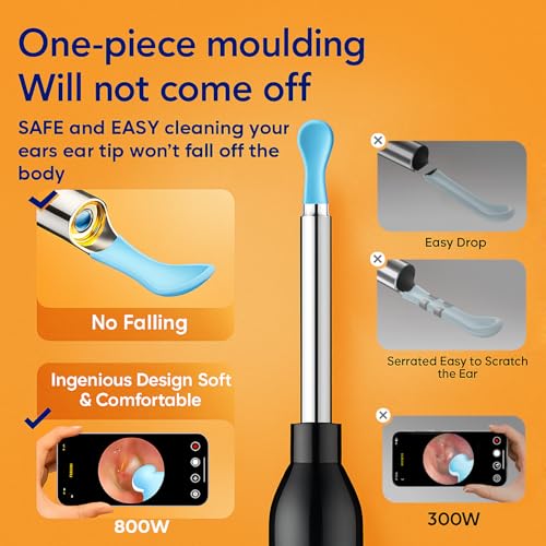 Ear Wax Removal - Earwax Remover Tool with 8 Pcs Ear Set, Ear Cleaner with 2400P HD Camera with 6 LED Lights, Built-in WiFi,Ear Cleaning Kit for iOS and Android