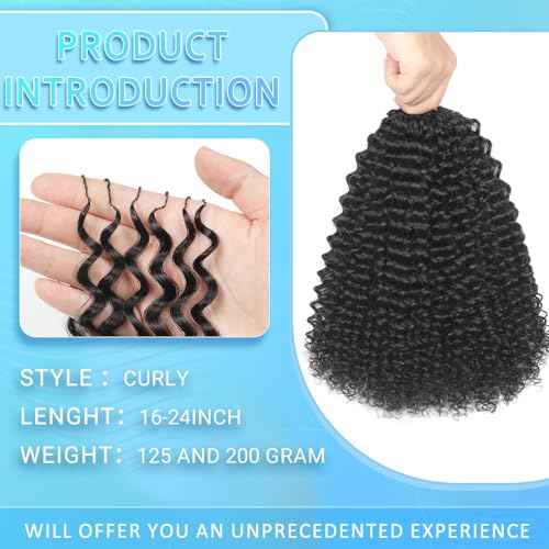 Curly Human Crochet Hair for Black Women Natural Black 16 Inch 125g Knotless Crochet Human Hair Pre-Separated Crochet Braiding Human Hair Extensions 100 Strands