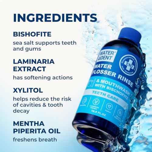 Concentrated Water flosser Rinse & mouthwash | Add to Oral irrigator | Mint Flavor | Alcohol and Fluoride Free. Made in USA | Pack of 2 = 33.8 fl.oz