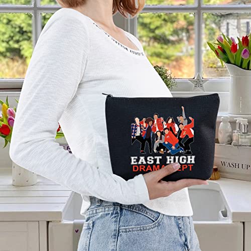 LEVLO School Musical Theatre Characters Cosmetic Make Up Bag Broadway Movie Fans Gift East High Drama Dept Makeup Zipper Pouch Bag (East High Drama Black)