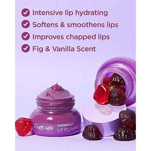 Touch in Sol Pretty Filter Overnight Lip Plumping Mask - Korean Lip Treatment Mask for Dry and Cracked Lips - Lip Volumizing and Intensive Nourishing with Shea Butter - Fig and Vanilla Scent