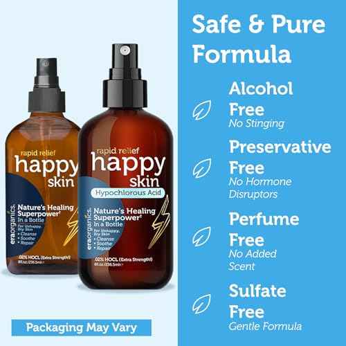 Happy Skin Hypochlorous Acid Spray for Face Travel Size ? Extra Strength Natural Full Body Cleansing Toner for Acne ? Soothe, Hydrate & Repair Dry, Sensitive Skin ? pH Balanced, Non-Toxic 2oz