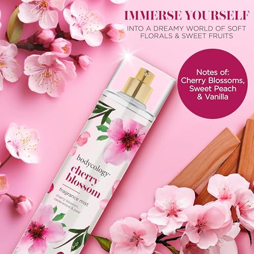 Bodycology Long-Lasting Fragrance Body Mist, Cherry Blossom, 8 fl oz (Pack of 2)