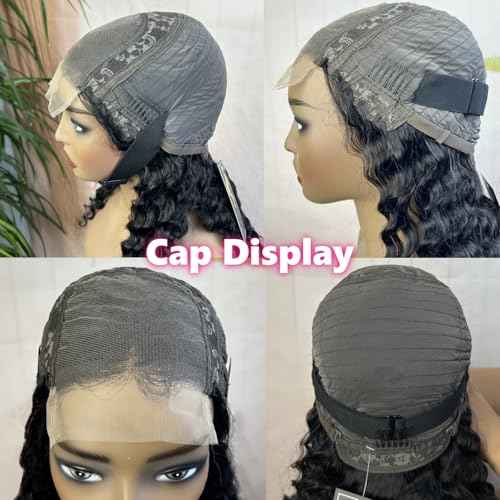 Deep Wave Lace Front Wigs Human Hair for Women 4X4 Hd Lace Closure Brazilian Virgin Wig Wet and Wavy Wear and Go Glueless Wigs Pre Plucked Bleached Knots Natural Black 28 Inch
