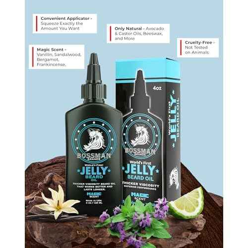 Bossman Jelly Beard Oil Variety Pack - Beard Grooming Care and Growth Kit - All 6 Beard Jelly Oil Scents - Made in USA