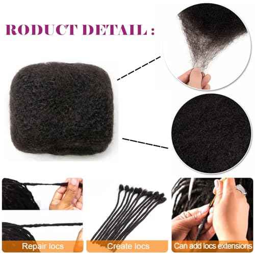 Afro Kinky Bulk Human Hair For Dreadlock Extensions Repair Locs,Twist Braiding, 100% Human Braiding Hair £¬30Grams each bundles Total (10Inch #1B 8bundles)