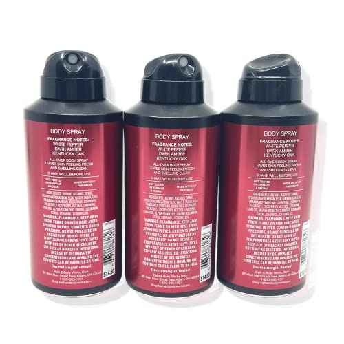 Bath & Body Works Bourbon Body Spray 3.7oz - pack of 3 - Men¡¯s Collection Body Spray for Men