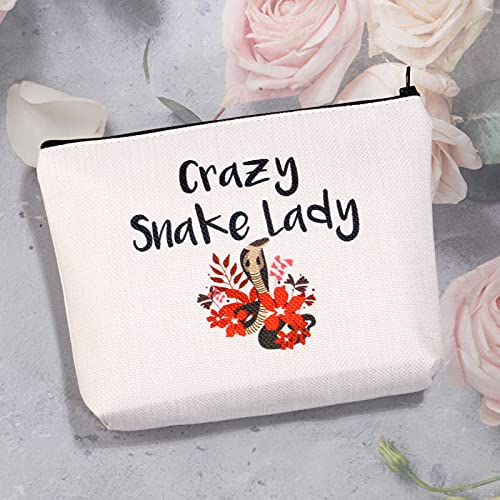 MEIKIUP Snake Lover Gift Snake Lady Makeup Bag Snake Owner Gifts Vet Assistants Cosmetic Bag Reptile Owner Gift Crazy Snake Lady (Crazy Snake Lady tote bag)