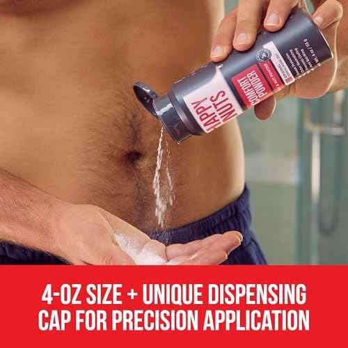 HAPPY NUTS Comfort Powder Deodorant For Men: Anti-Chafing Sweat Defense, Odor Control, Aluminum-Free, Perfect Stocking Stuffer Gift for Men's Private Parts 4 oz (2 Pack), Original Scent