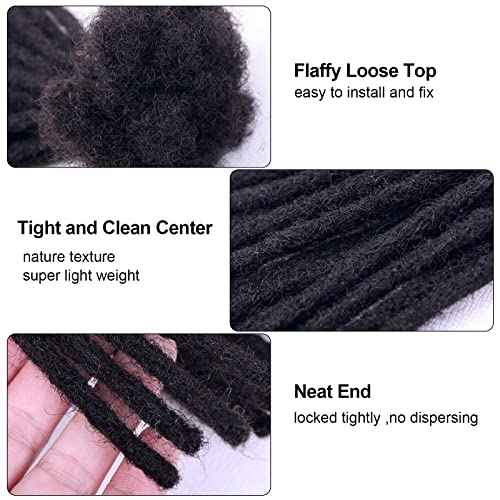 0.4cm Thickness 100% Human Hair Dreadlock Extensions 10 Inch 60 Strands Full Handmade Can be Dyed and Bleached Permanent Loc Extensions Human Hair Natural Black