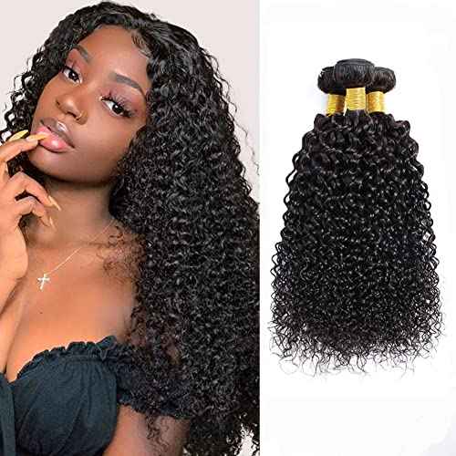 Kinky Curly Bundles Human Hair Bundles Brazilian Curly Hair Bundles 12A Virgin Curly Human Hair Bundles Curly Weave Hair Bundles Natural Black (12 14 16) ¡¦ ¡¦