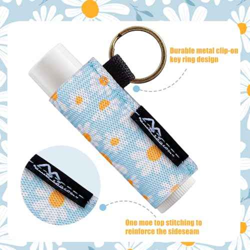 WK IEASON 10PCS Lip Balm Holder Keychain Bulk Lip Gloss Holder Key chain Lipstick Holder Lip Gloss Sleeve -Tight Elastic Holder Sleeve for Fat and Slim Lip Balms&Gloss and Lip Sticker(10pcs Floral A)