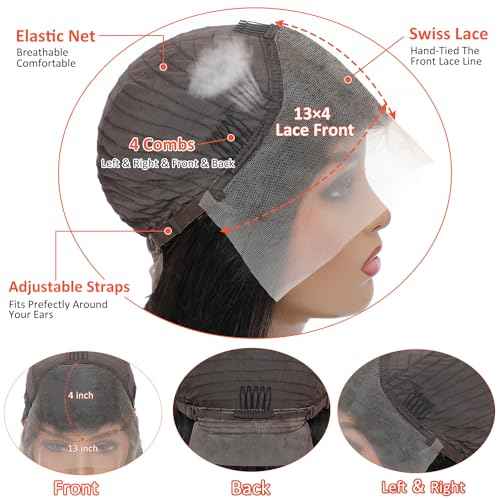 Deep Wave Lace Front Wigs Human Hair 13x4 HD Lace Frontal Wigs for Black Women 200 Density Glueless Wigs Pre Plucked with Baby Hair 22 Inch