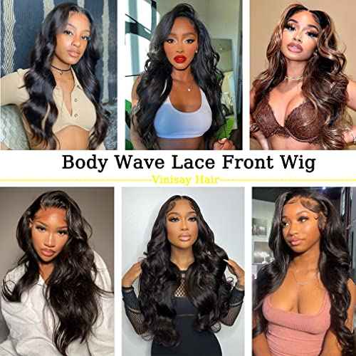 Body Wave Lace Front Wigs Human Hair 13x4 HD Transparent Lace Front Wigs for Black Women Glueless Brazilian Virgin Hair Lace Frontal Wig 180% Density Pre Plucked with Baby Hair Hairline