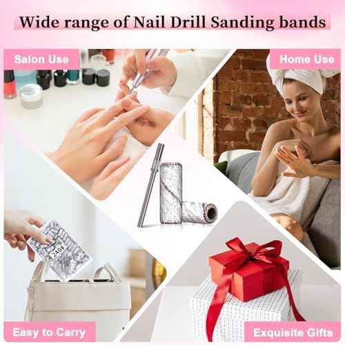 180 Grit Small Nail Sanding Sands, 200 Pcs Pink Sanding Bands for Nail Drill, 180 Fine Grit Sanding Bands for Nail with 3.1 MM Nail Drill Bit, Small Sanding Bands for Natural Nails Acrylic Gel