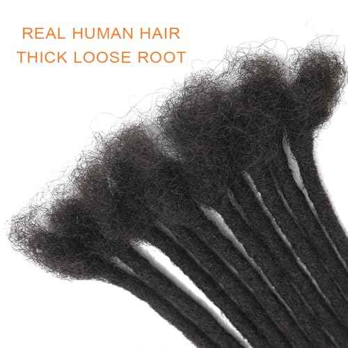 Dreadlock Extensions Human Hair 0.6cm Thickness 18 Inch 60 Strands 100% Real Human Hair for Man/Women/Kids Full Handmade Permanent Loc Extensions Bundles Can Be Dyed Bleached Curled and Twisted