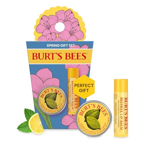 Burt's Bees Lip Balm Easter Basket Stuffers - Beeswax, Strawberry, Coconut and Pear & Overnight Intensive Lip Treatment, 0.25 oz - Moisturizing, Restorative