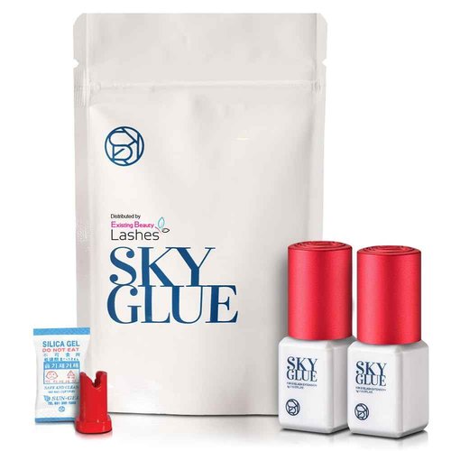 2 Pack Sky Glue S+ Eyelash Extension Glue Professional Use Only - Extra Strong Lash Extensions Adhesive 6-7 Weeks Retention and 1-2s Dry, Long Lasting Semi Permanent Black Glue - 2 Bottles 5 ml Ea