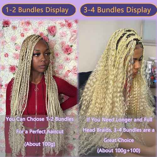 Eileen 613 Blonde human braiding hair 22 Inch 150g 3 Bundles Deep Wave Bulk Human Hair for Braiding Curly Human Hair for Boho Braids Water Wet and Wavy
