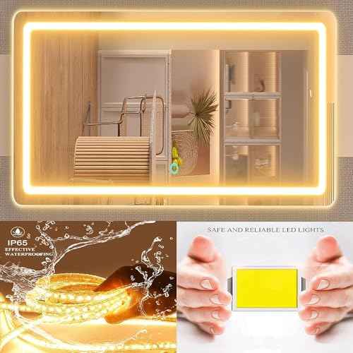 Makeup Vanity Mirror with Lights 20" L x 26" W Large LED Makeup Mirror, Light up Mirror with 10X Magnification and USB Charging Port, Dimmable 3 Modes, Touch Screen Control White