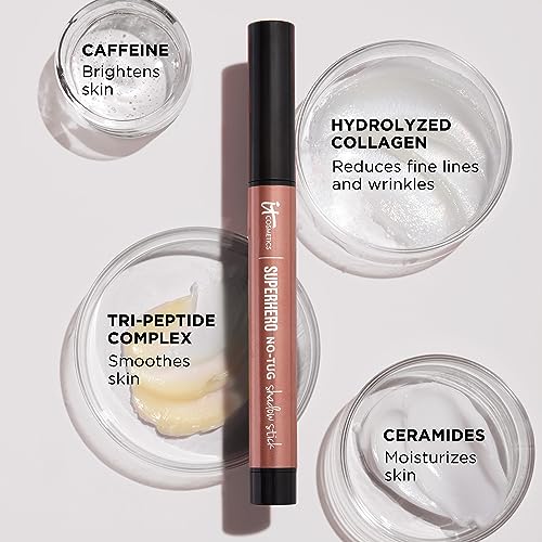 IT Cosmetics Superhero No-Tug Waterproof Eyeshadow Stick - Longwear Blendable Cream with Built-In Primer Suitable for Sensitive Eyes 0.05 oz