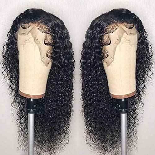 Venice Human Hair Wigs for Black Women Virgin Curly Full Lace Wig Short Lace Frontal Pre Plucked with Baby Hair (16inch, 13X6 lace front wig 150% density)